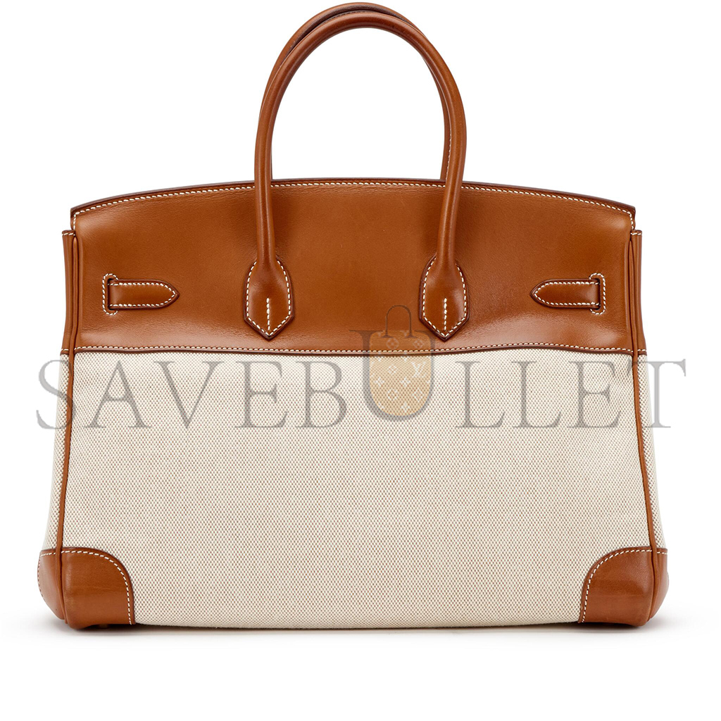 H**mes master birkin 30 saddle leather canvas gold buckle bag 400190654 (30*22*15cm)
