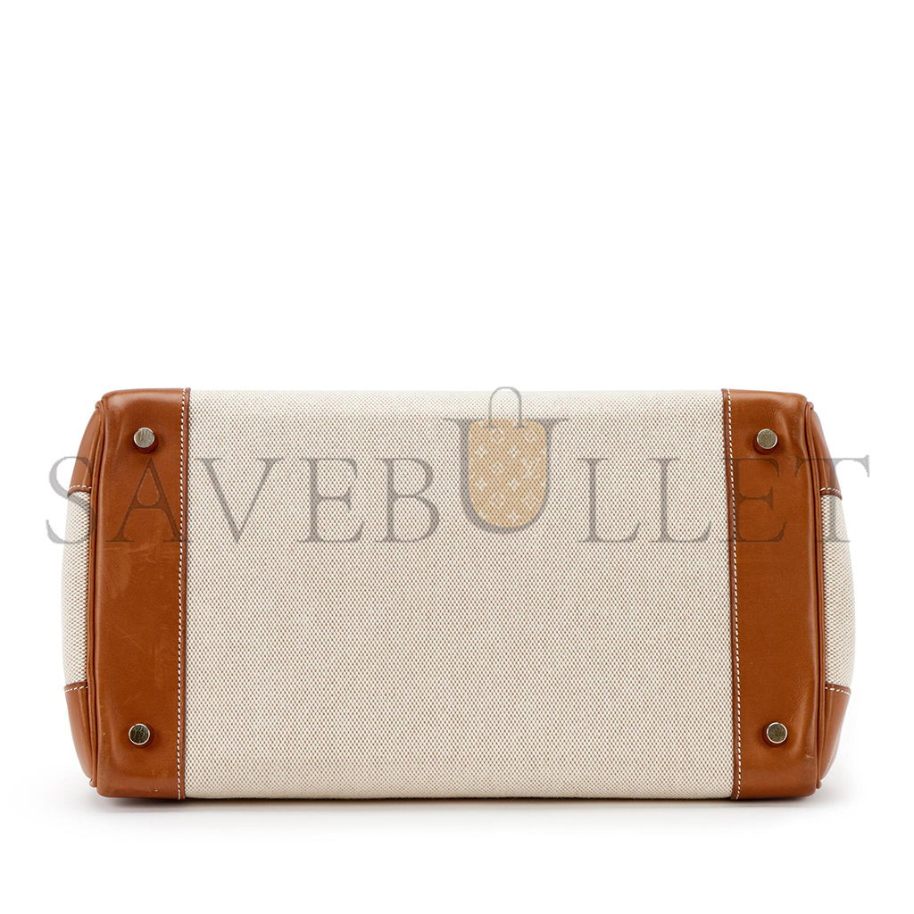 H**mes master birkin 30 saddle leather canvas gold buckle bag 400190654 (30*22*15cm)