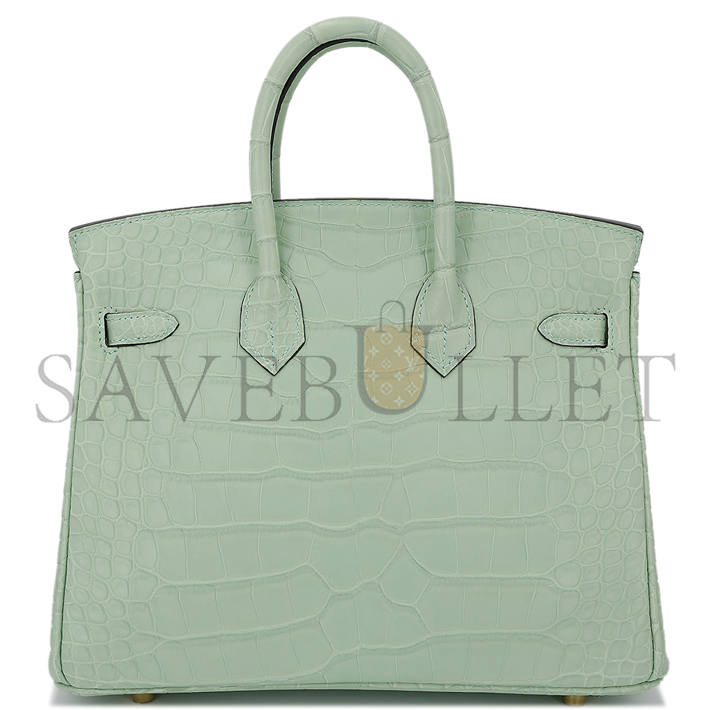 H**mes master birkin 25 mint green alligator matt silver buckle bag 7419337628 (25*20*13cm)