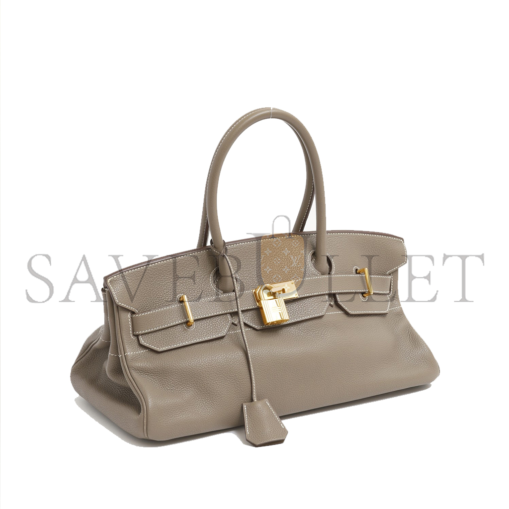 H**mes shoulder birkin 42 elephant grey gold buckle bag 26638809 (42*21*16cm)