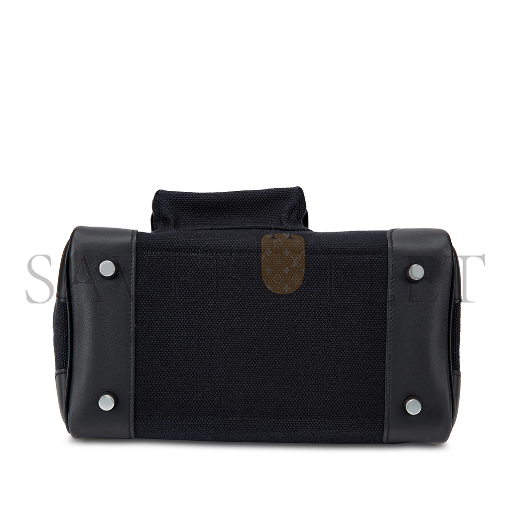 H**mes master birkin 25 black canvas bag silver buckle msbk3401804 (25*20*13cm)