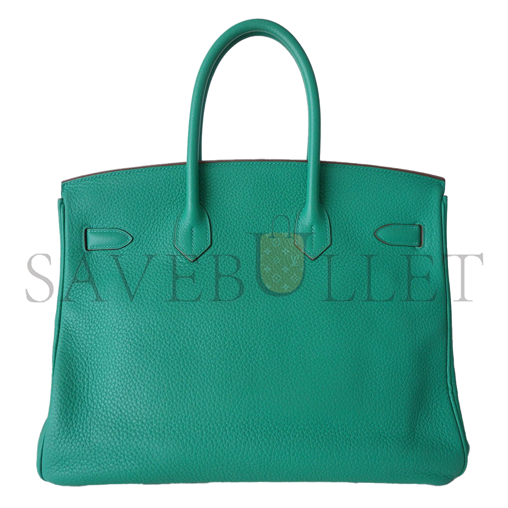 H**mes master birkin 30 togo leather peacock blue silver buckle bag 2412271264 (30*20*13cm)