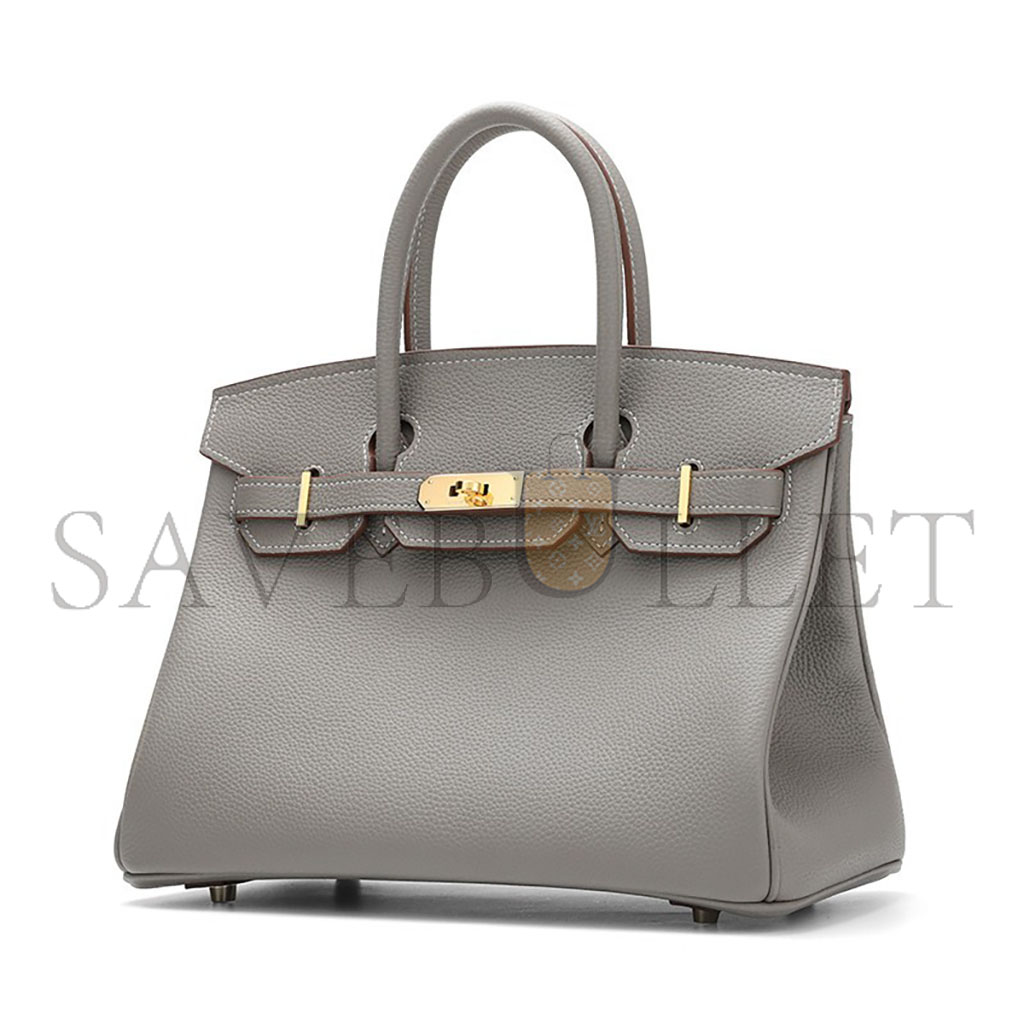 H**mes birkin 30 togo leather cumulonimbus gray gold buckle bag 25062355 (30*20*13cm)