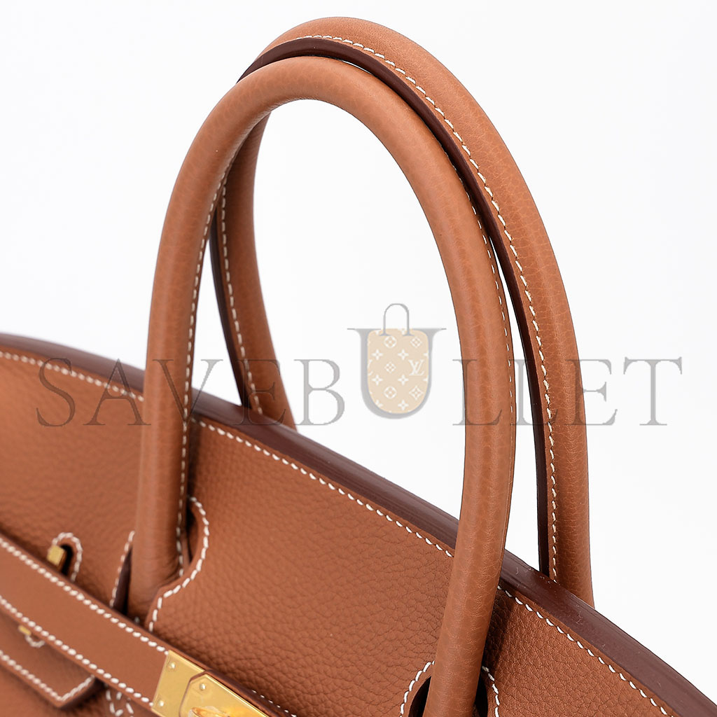 H**mes master birkin 30 togo leather golden brown gold buckle bag 5375750663 (30*23*15cm)