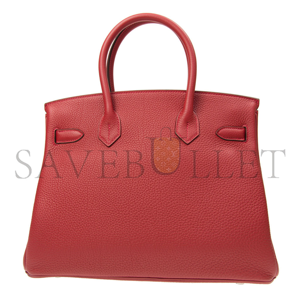 H**mes master birkin 35 togo leather flag red silver buckle bag h028369ck05 (35*28*18cm)