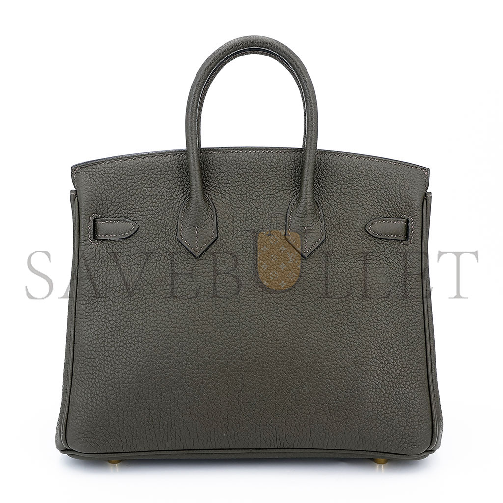 H**mes birkin 25 togo leather pewter grey gold buckle bag h028369cc8f (25*20*13cm)
