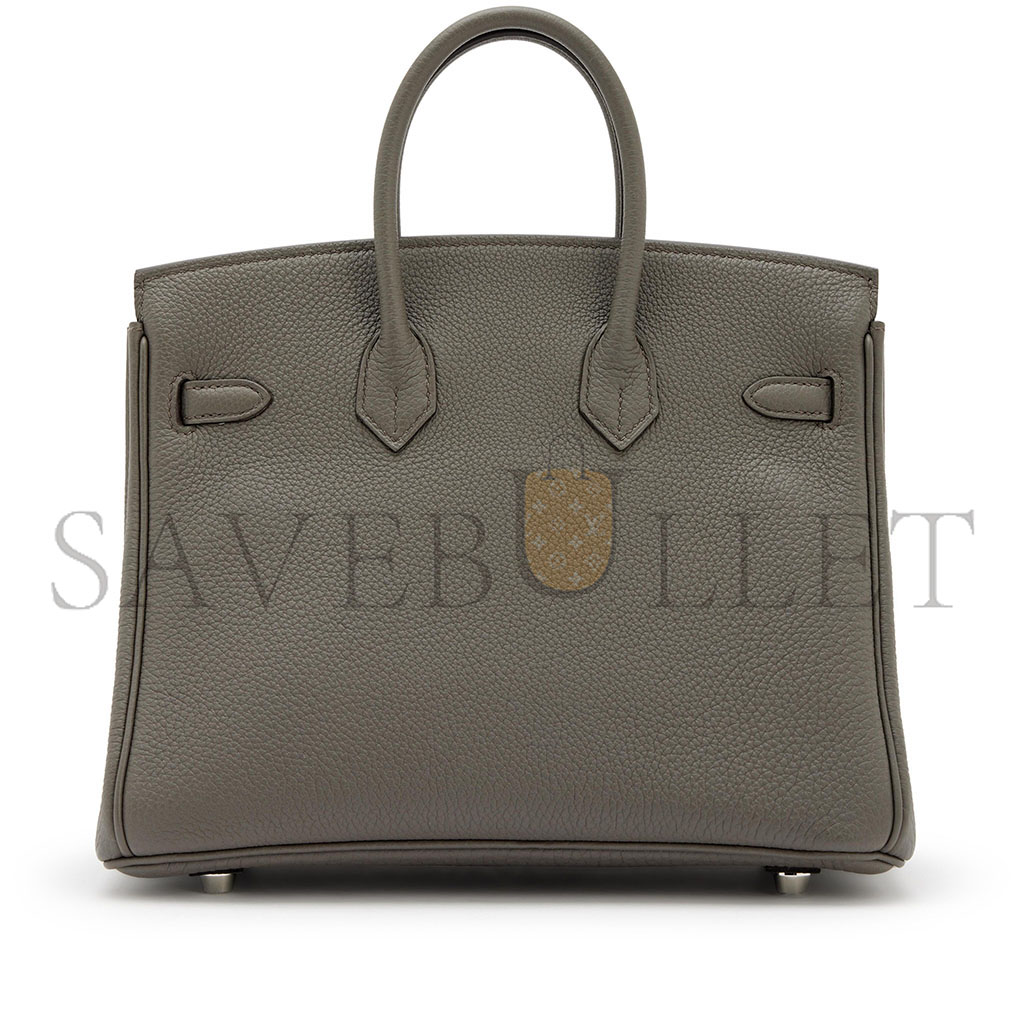 H**mes birkin 25 togo leather pewter grey silver buckle bag bk258ftgss (25*20*13cm)