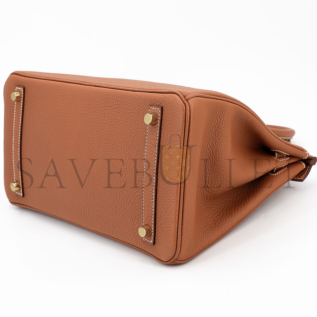 H**mes birkin 30 togo leather golden brown gold buckle bag 5375750663 (30*23*15cm)