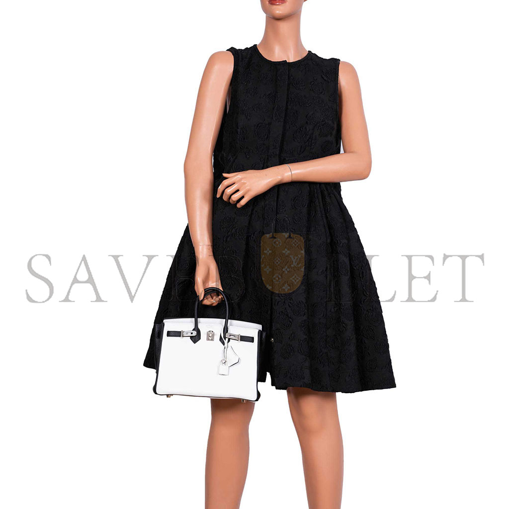 H**mes birkin 25 togo leather black and white silver buckle bag 1383601 (25*20*13cm)