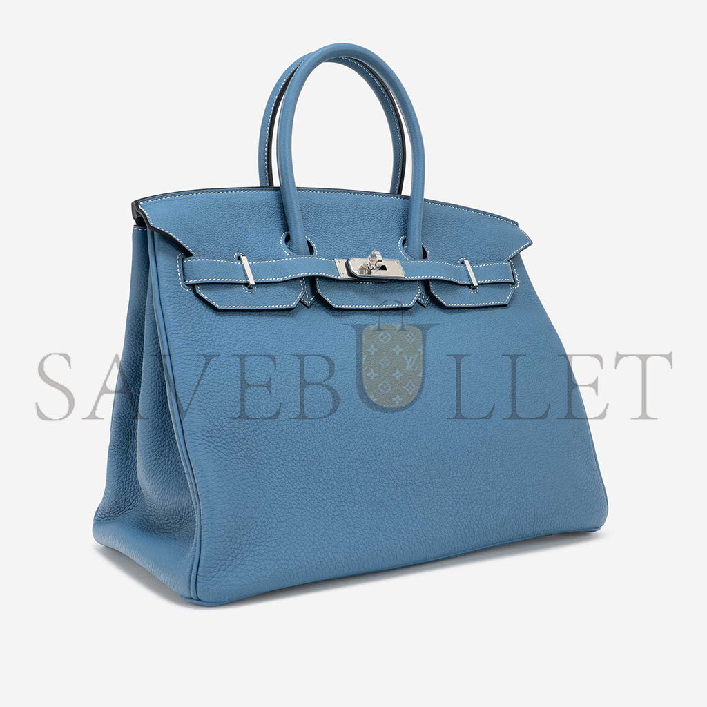 H**mes birkin 35 togo blue jean silver buckle bag h028369ck75 (35*25*19cm)