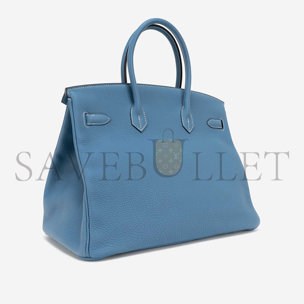 H**mes birkin 35 togo blue jean silver buckle bag h028369ck75 (35*25*19cm)