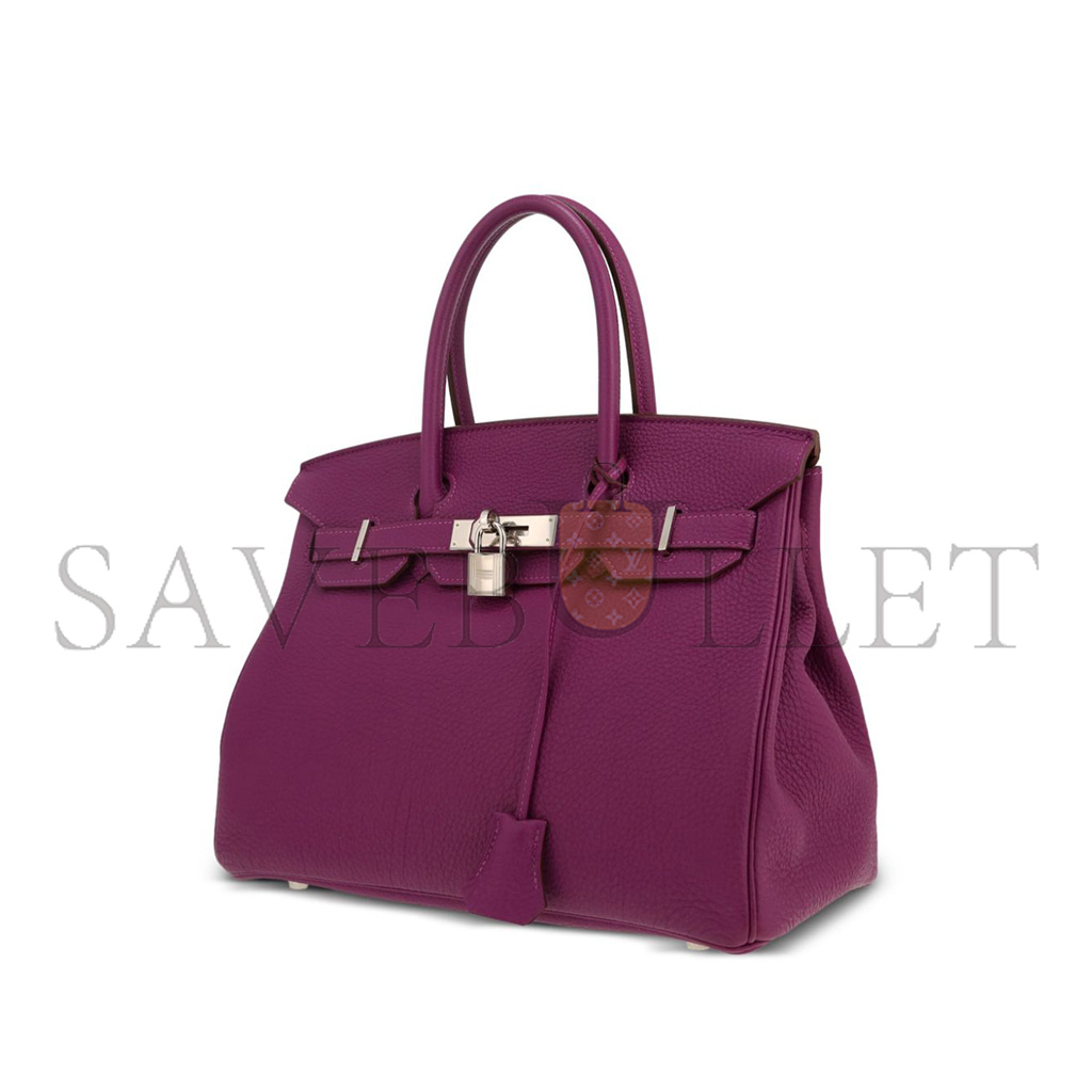 H**mes master birkin 30 togo leather rose purple silver buckle 26599473 (30*23*15cm)
