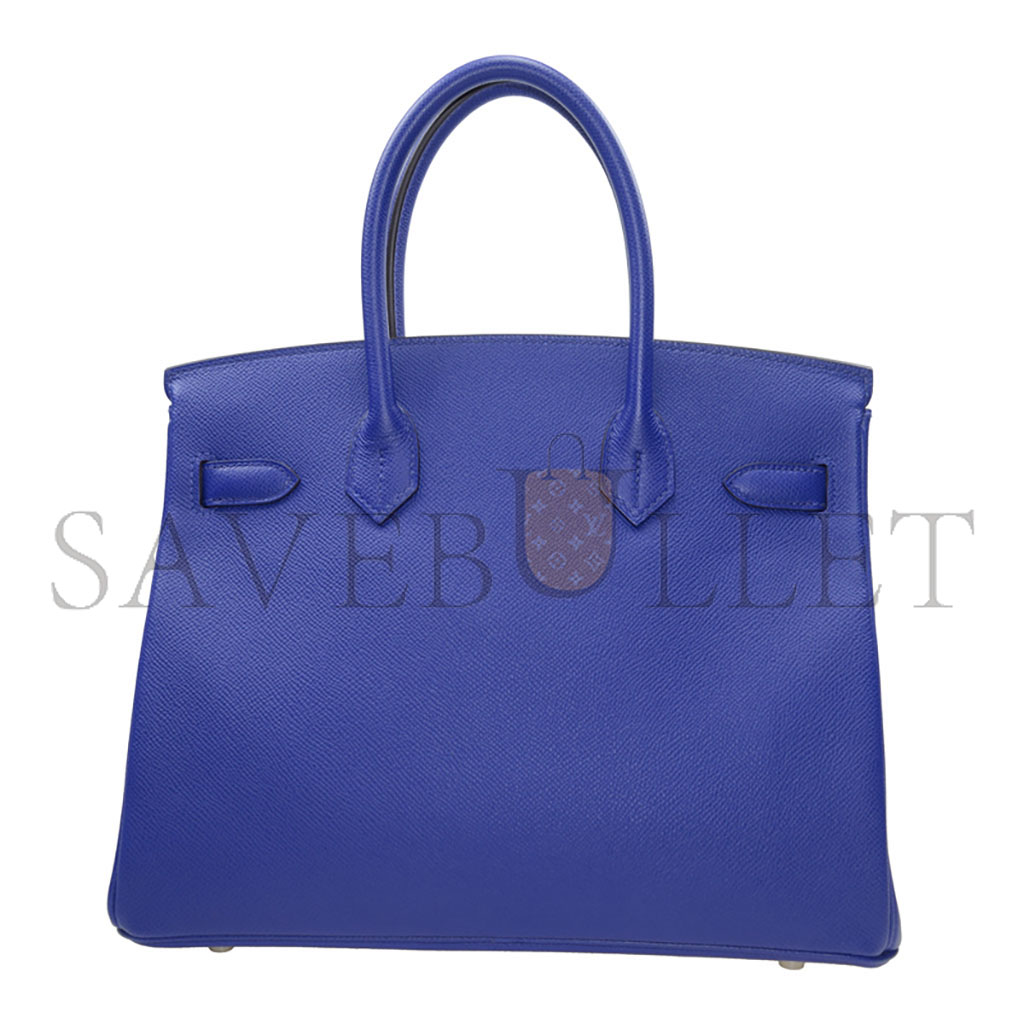 H**mes birkin 30 togo leather royal blue lining rose red silver buckle bk307tepss (30*23*15cm)