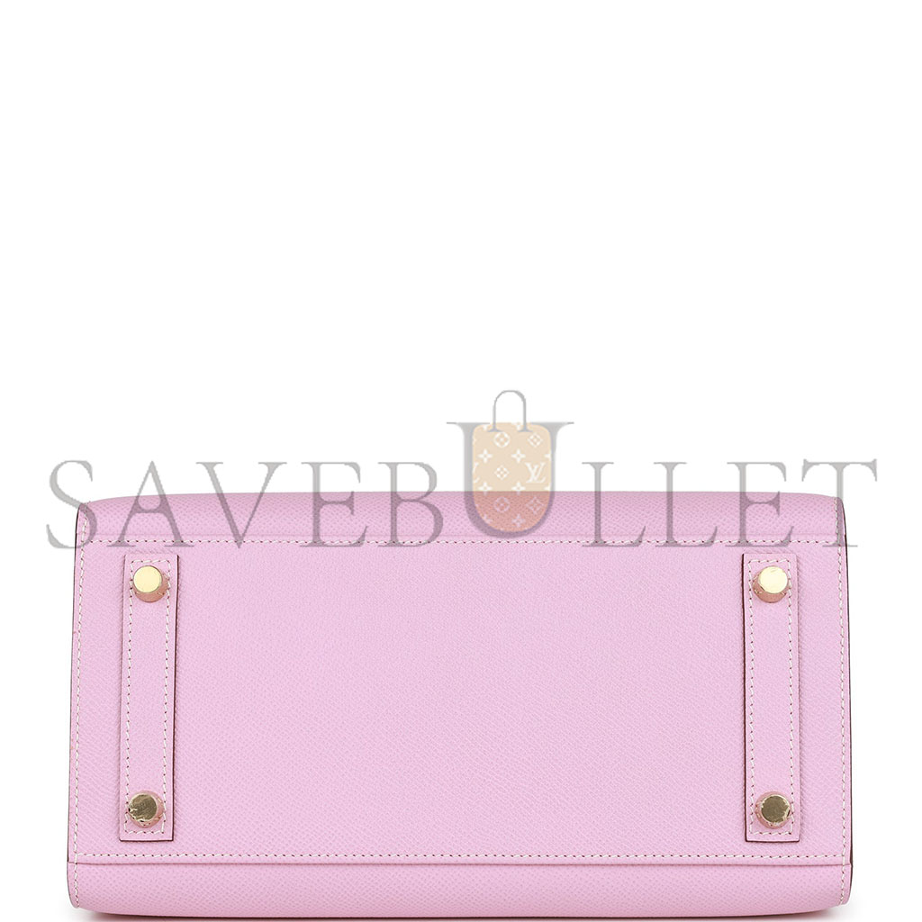 H**mes birkin 25 epsom leather 3q pink haze blue gold buckle 4328054179 (25*20*13cm)