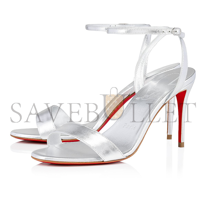Ch**an louboutin loubigirl 85 mm strappy sandals-iridescent leather-silver-women 1240041s211