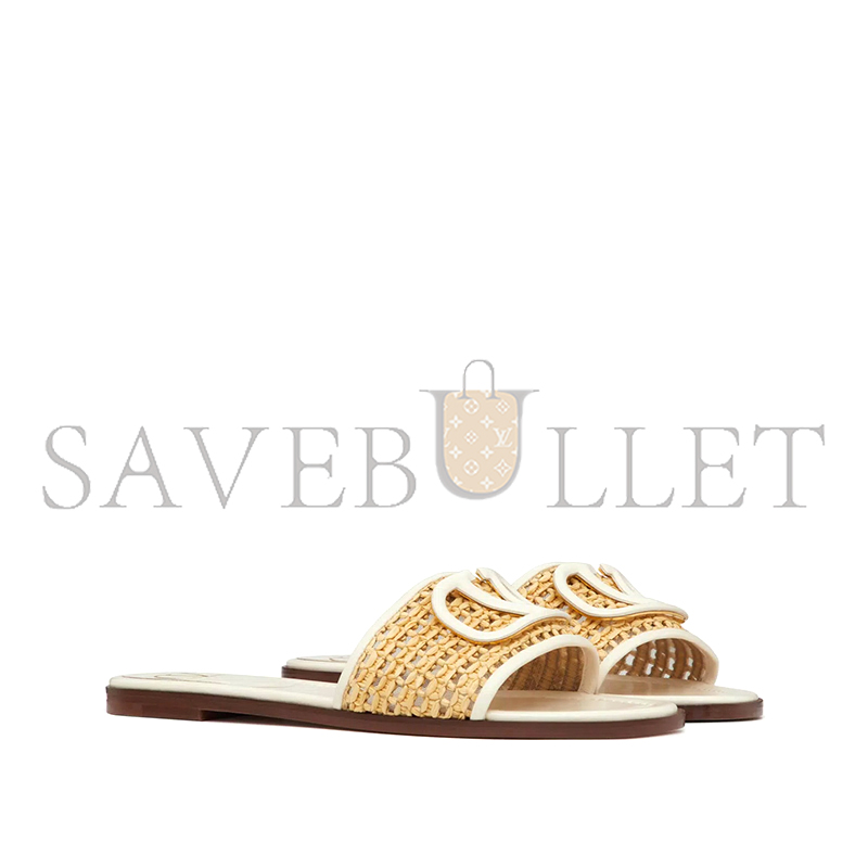VALENTINO VLOGO SIGNATURE WOVEN RAFFIA SLIDE SANDAL 80MM 4W2S0BD5TTX_A80