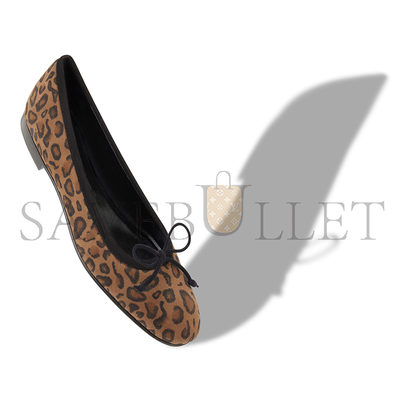 MANOLO BLAHNIK VERALLI BROWN SUEDE ANIMAL PRINT BALLERINA FLATS 423-1762-0001