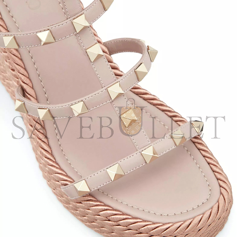 VALENTINO ROCKSTUD ANKLE STRAP WEDGE SANDALIN CALFSKIN LEATHER 95MM 5W2S0F95BAE_P45