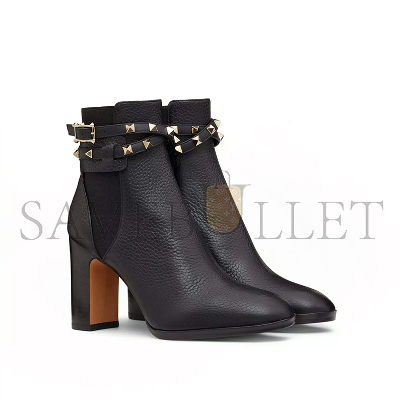 VALENTINO ROCKSTUD GRAINY CALFSKIN ANKLE BOOT 90 MM 3W2S0P62VCE_0NO