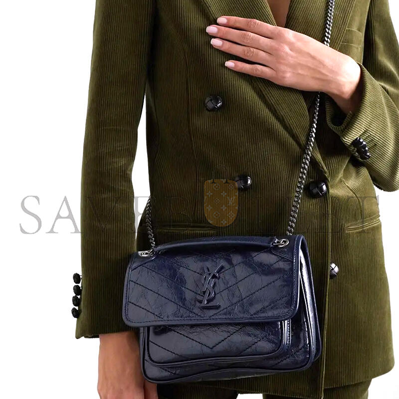 Y*L niki baby chain bag in crinkled vintage leather 5330370en044147 (21*16*7.5cm)