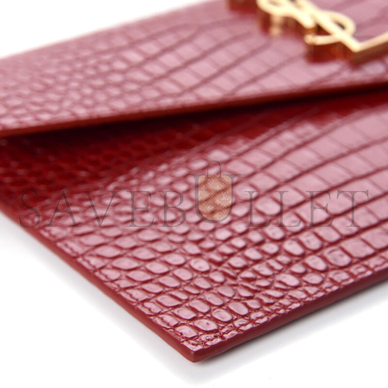 Y*L uptown pouch in crocodile-embossed shiny leather 565739607072 (27*16*2cm)