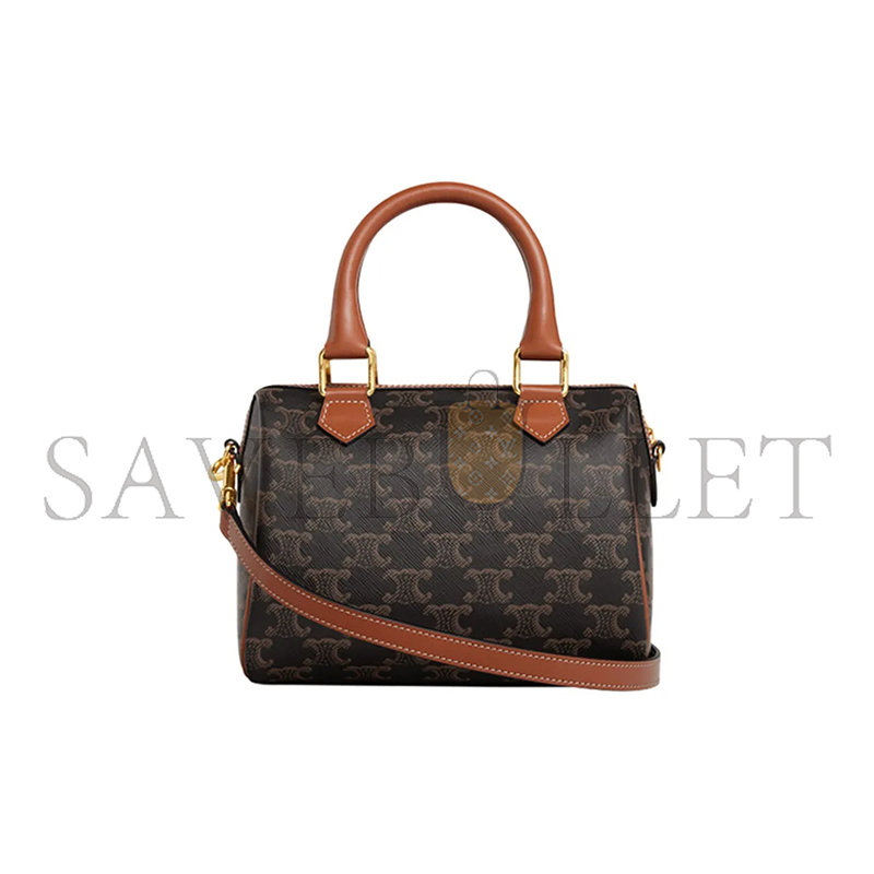 Ce**e small boston bag in triomphe canvas and calfskin 113772cas.04lu (19.5*14*7cm)