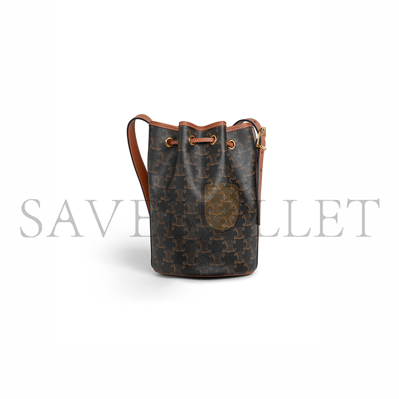 Ce**e small drawstring bag in triomphe canvas and calfskin 191142bzj.04lu (21*14*14cm)