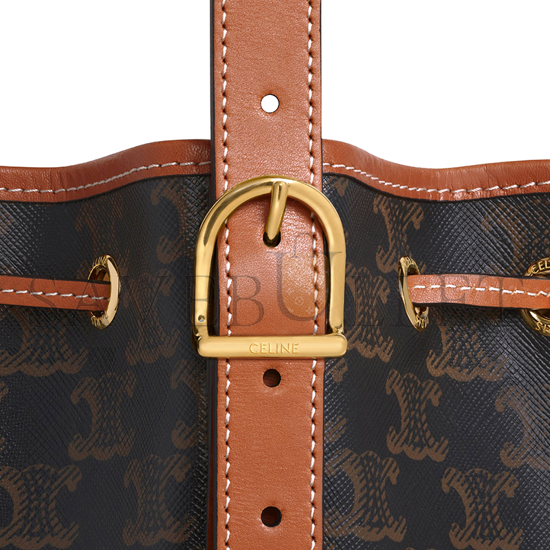 Ce**e small drawstring bag in triomphe canvas and calfskin 191142bzj.04lu (21*14*14cm)