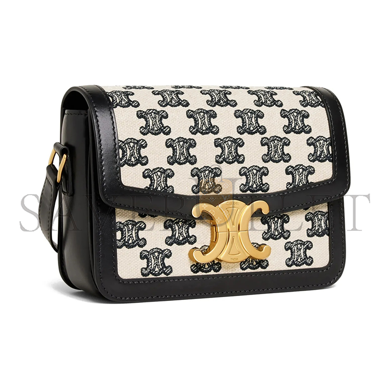 Ce**e small classique triomphe bag in fabric and calfskin 188882dba.38no (18.5*14*6cm)