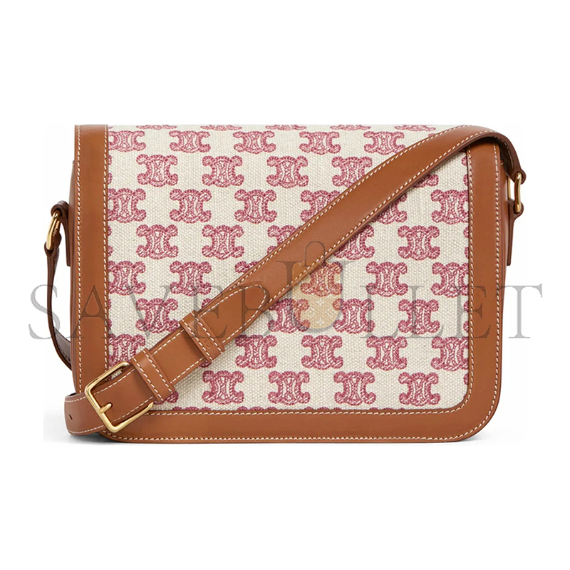 Ce**e medium classique triomphe bag in fabric and calfskin 191242dba.25vp (22.5*16.5*7.5cm)