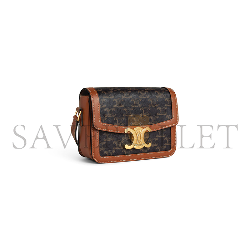 Ce**e small teen triomphe bag in triomphe canvas and calfskin 188882bz4.04lu (18.5*14*6cm)