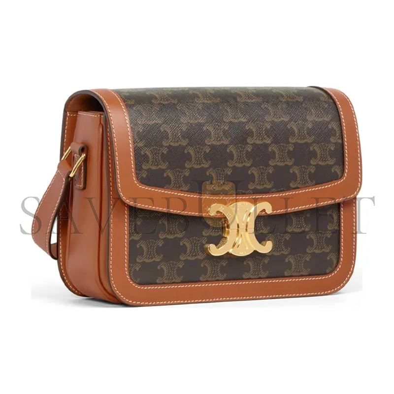 Ce**e medium teen triomphe bag in triomphe canvas and calfskin 191242bz4.04lu (22.5*16.5*7.5cm)