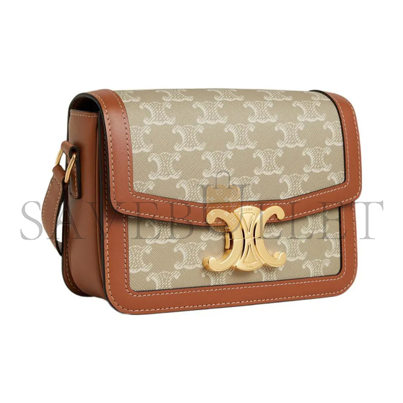 Ce**e small teen triomphe bag in triomphe canvas and calfskin 188882fld.02gr (18.5*14*6cm)
