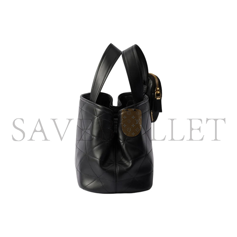 Pra*a small leather tote bag with stitching 1bg548 (26*17*13.5cm)
