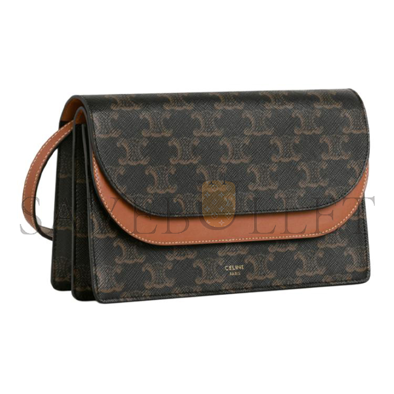 Ce**e crossbody bag in triomphe canvas and smooth lambskin 10d852cg9.04lu (20*11.5cm)