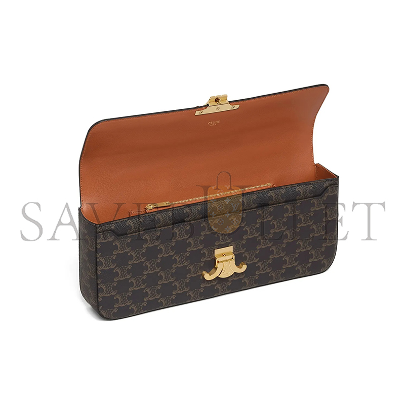 Ce**e chain shoulder bag in triomphe canvas canvas and lambskin 197412dqw.04lu (33*13*5cm)