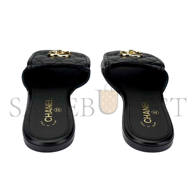 Ch*el 25p calfskin open toe flat slippers g46119