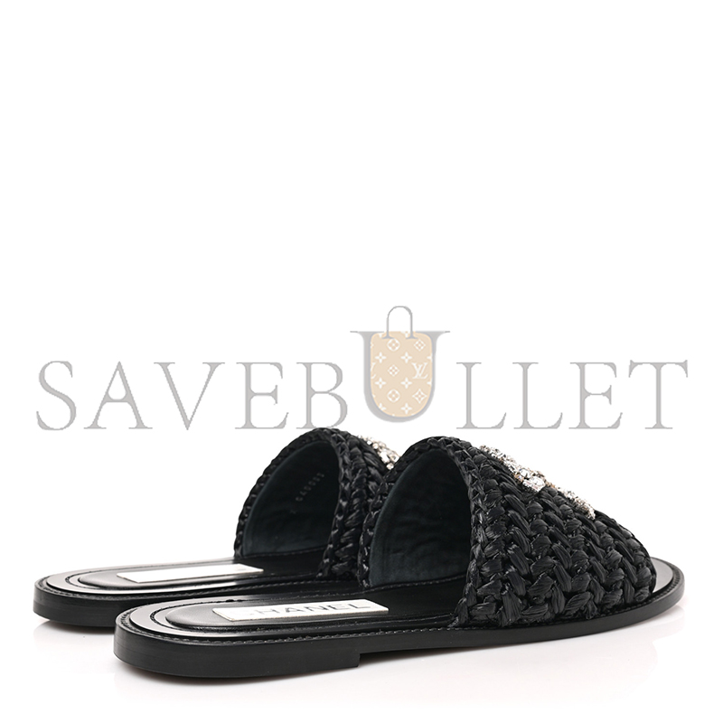 Ch*el raffia crystal cc mules sandals 1319546