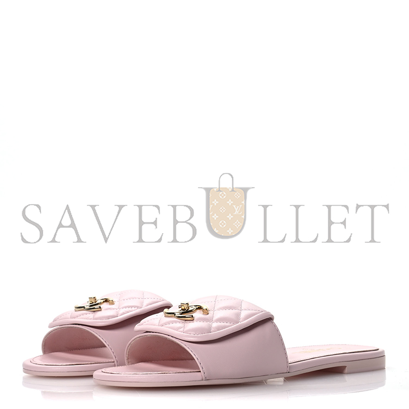 Ch*el lambskin quilted turnlock flat mules 1669317