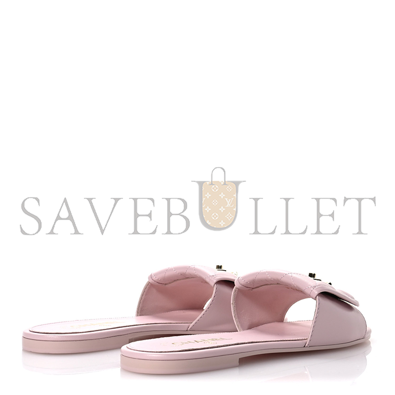 Ch*el lambskin quilted turnlock flat mules 1669317