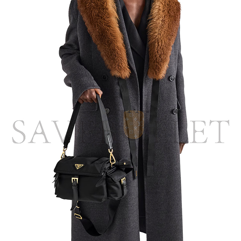 Pra*a explore medium re-nylon shoulder bag with flap 1bd394 (30*14*10cm)