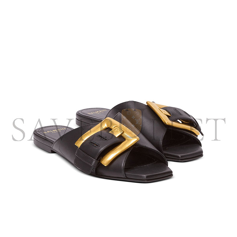 BALMAIN ANTHEM FLAT LEATHER SANDALS FN1UP141LVIT