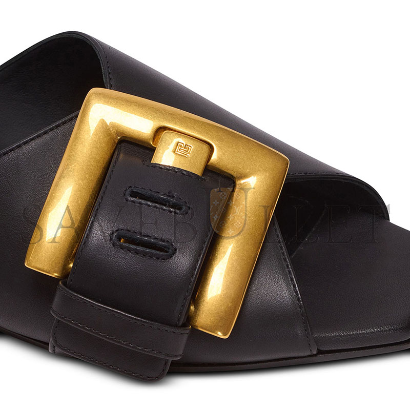 BALMAIN ANTHEM FLAT LEATHER SANDALS FN1UP141LVIT