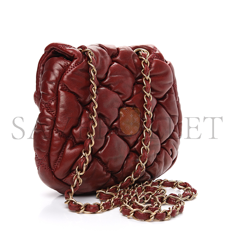 Ch*el lambskin mini bubble quilt flap bordeaux 541635 (38*20*18cm)