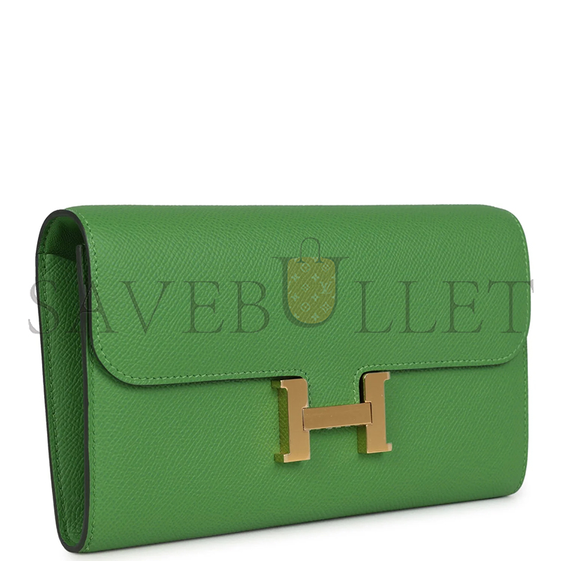 H**mes master constance wallet to go vert yucca epsom gold hardware 436571 (20*11*4cm)