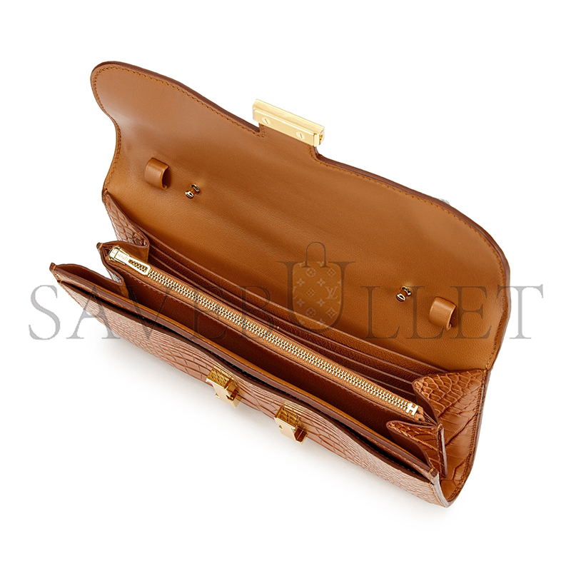 H**mes master gold matte alligator constance-to-go gold hardware 436572 (20.5*13*3cm)