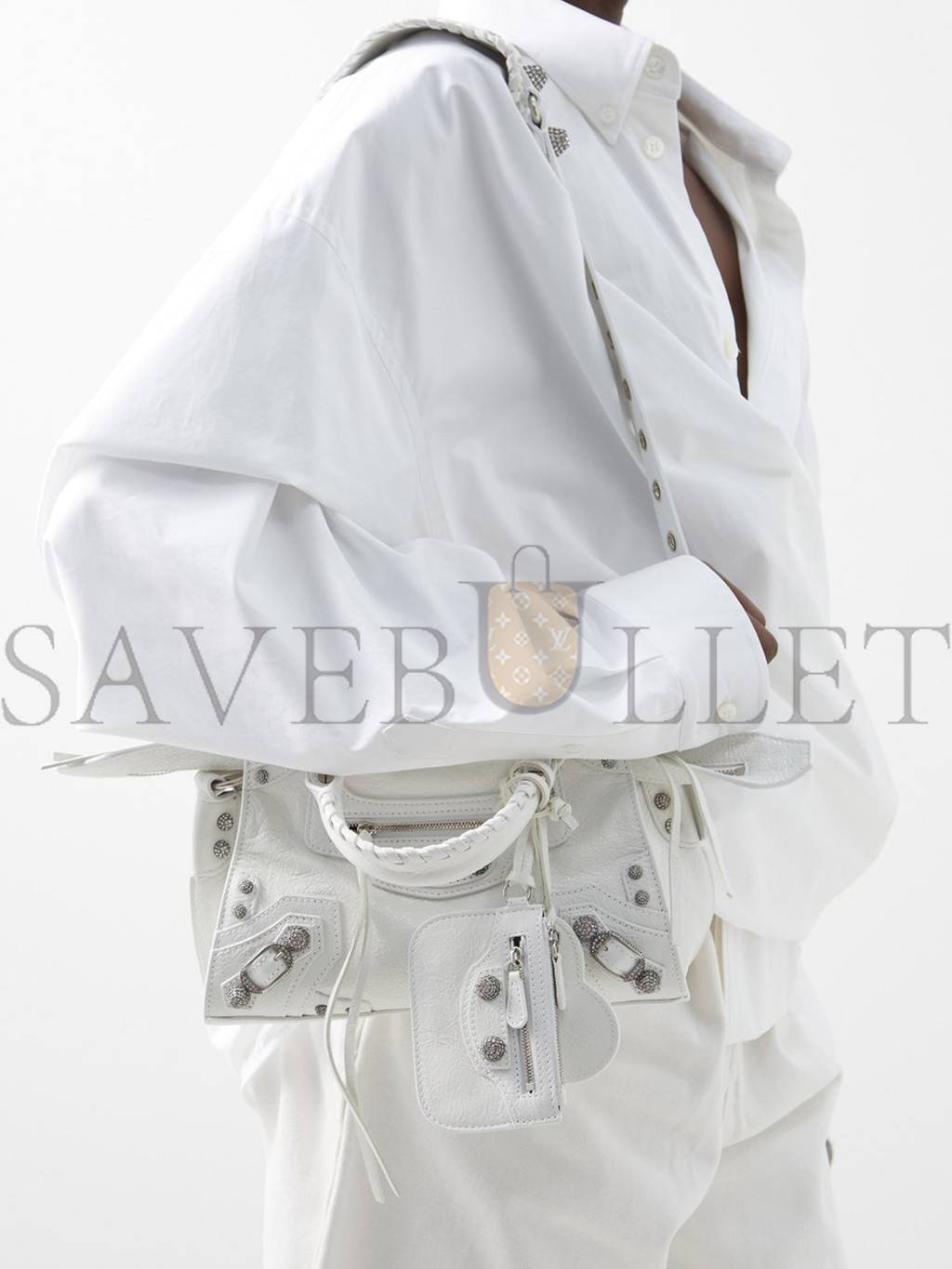 Ba*len*cia*ga white neo cagole xs leather shoulder bag matchesfashion us (25.5*16.7*11cm)