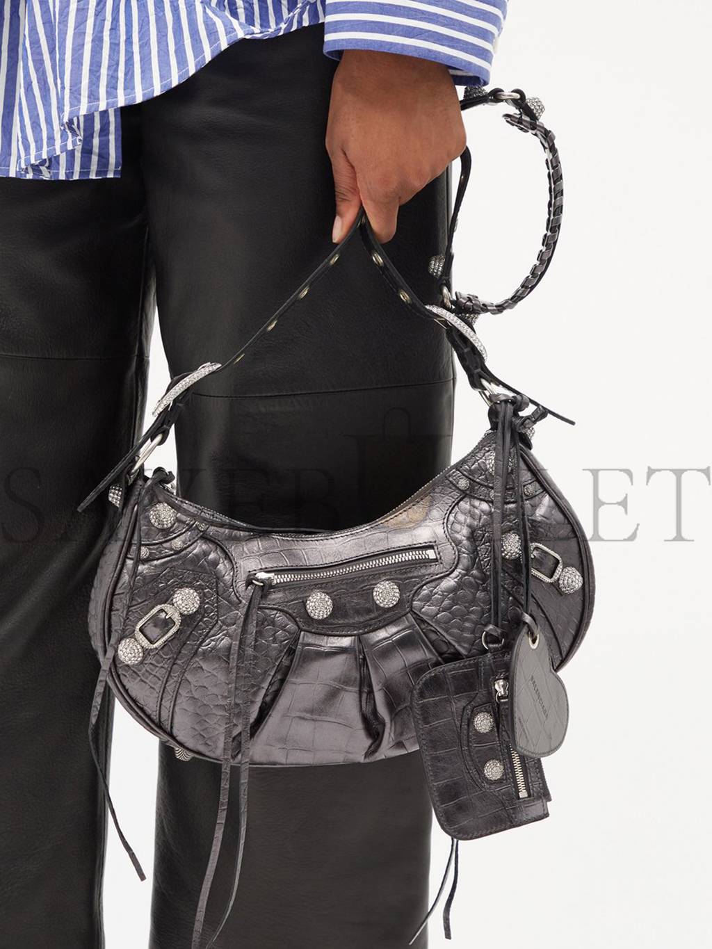 Ba*len*cia*ga grey cagole s croc-effect leather shoulder bag matchesfashion us (29*16*7cm)