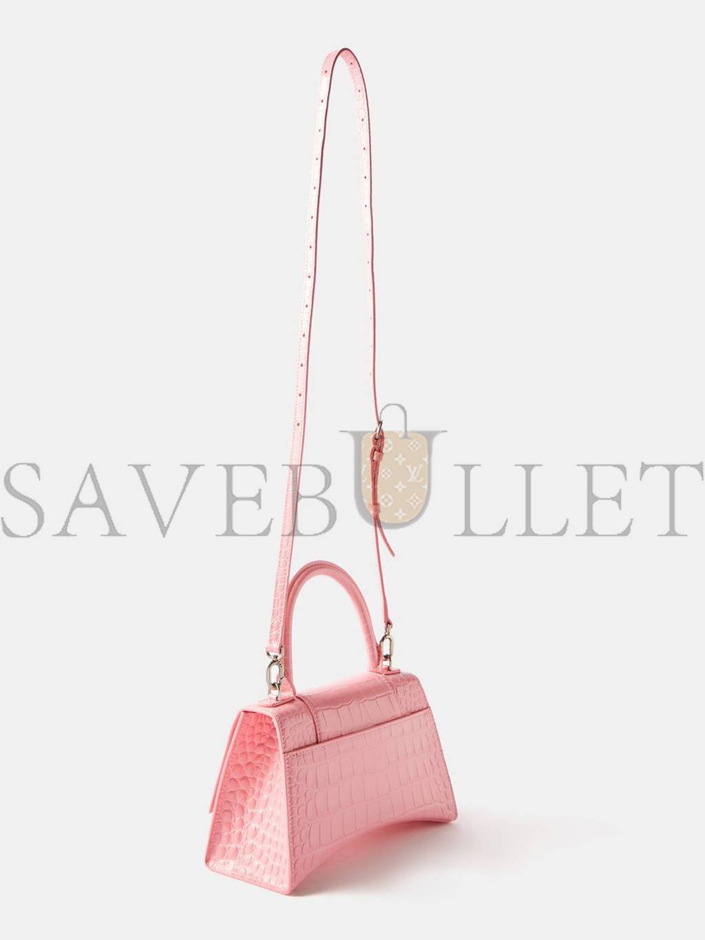 Ba*len*cia*ga pink hourglass s crocodile-effect leather bag matchesfashion us (22.5*14.5*10cm)