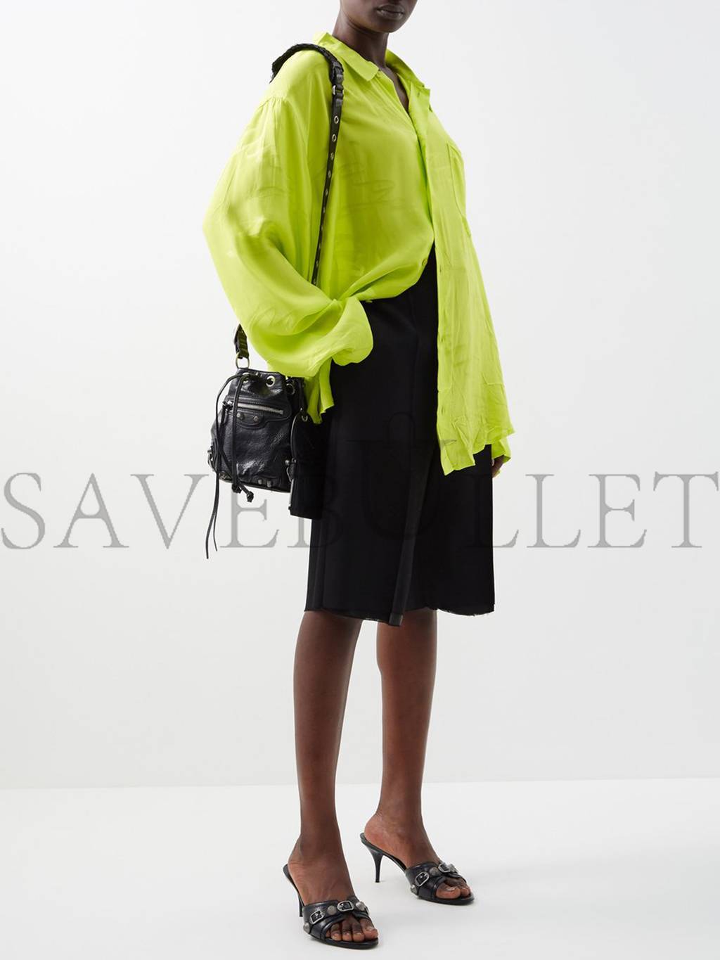 Ba*len*cia*ga black le cagole xs crinkled-leather bucket bag matchesfashion us (22*20*15cm)